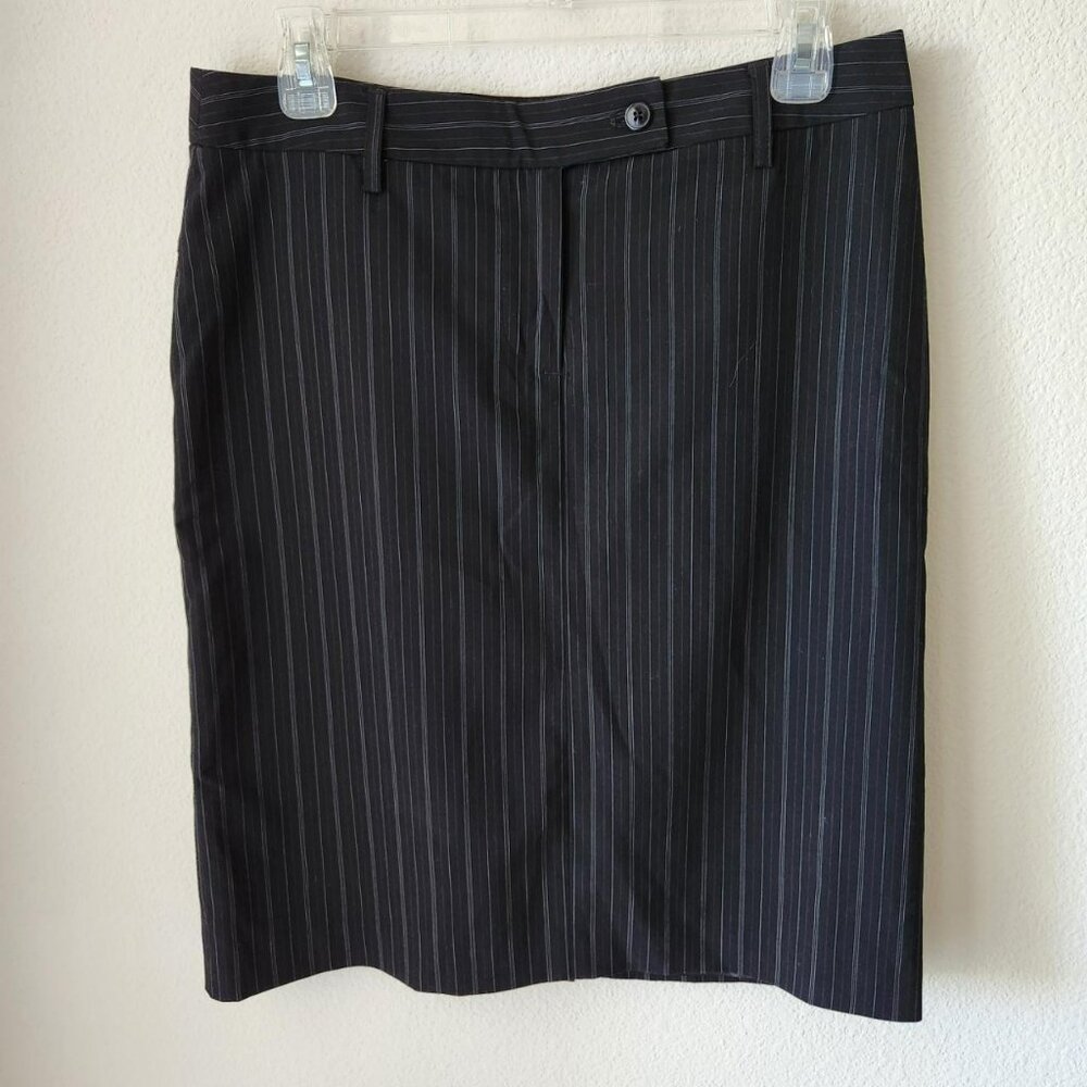 ATTENTION VINTAGE black pinstriped pencil skirt Sz 6 Minimalist Preppy Classic